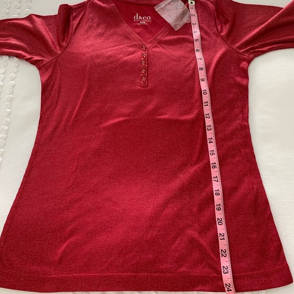 Denim & Company Red Metallic Top Size XXS New Never Worn - Picture 4 of 6